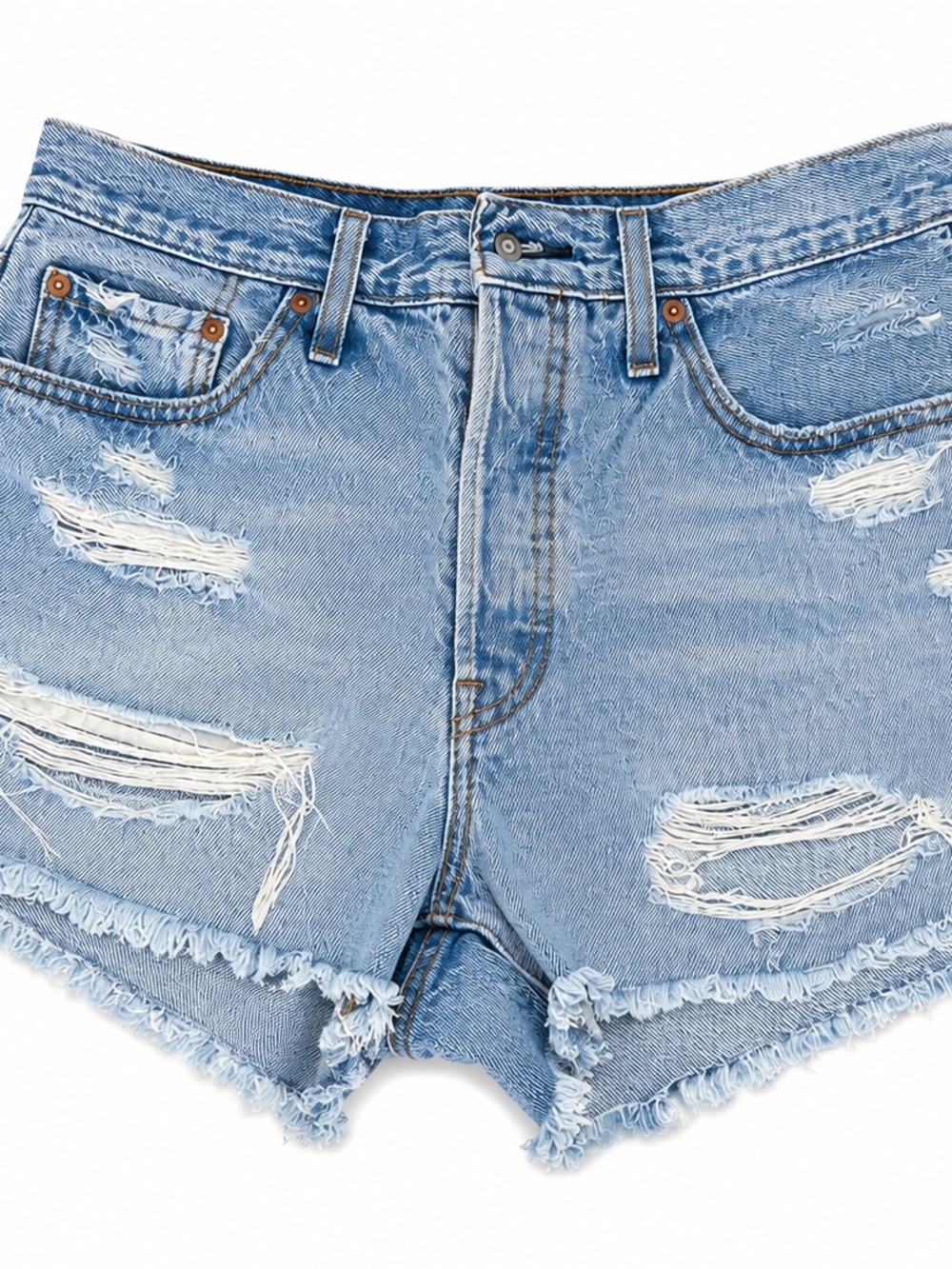 Levis Distressed light wash raw hem Mid rise‎ cuttoff shorts